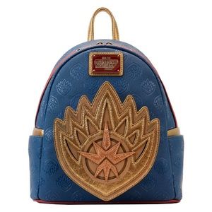Set-Loungefly X Marvel Guardians of
the Galaxy 3 Badge Mini Backpack and Wallet
